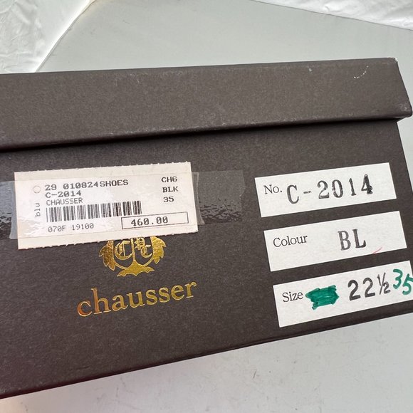 Chausser Black Leather Pointy Toe Mary Jane Low Heels US 6.5 - Picture 5 of 13